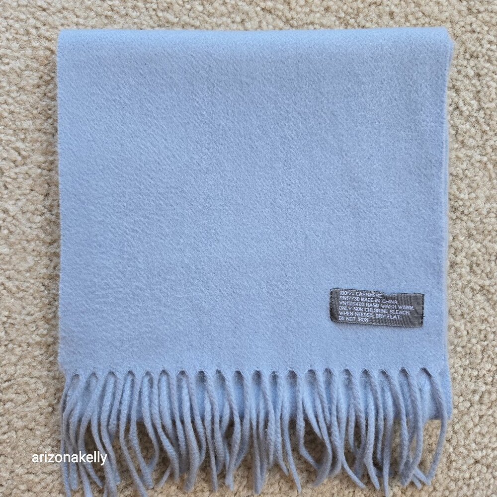 Blue Cashmere Fringe Scarf Sky Blue Baby Blue Pastel